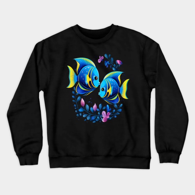 Blue Tang Couple Valentine Crewneck Sweatshirt by JH Mart